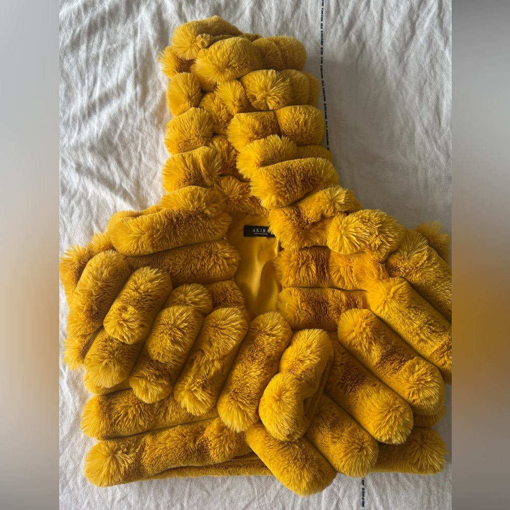 AKIRA Golden Mustard Faux Fur Coat